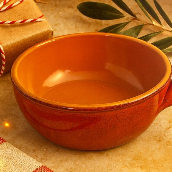 Vintage De Silva Italy Terracotta Casserole Dish Red Clay Rustic Kitchen 10 Inch - Picture 1 of 8